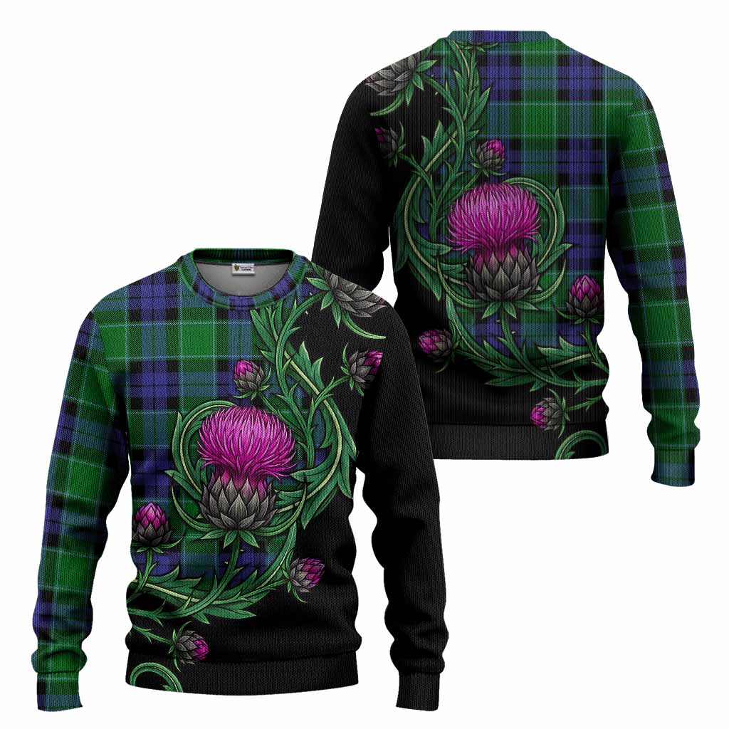 Monteith Tartan Knitted Sweater Resilient Scottish Thistle - Tartan Vibes Clothing