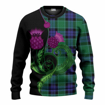 Monteith Tartan Knitted Sweater Traditional Scottish Thistle