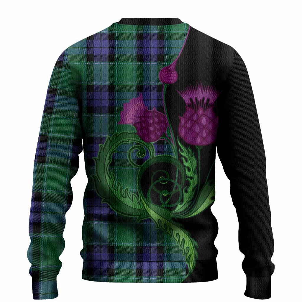Monteith Tartan Knitted Sweater Traditional Scottish Thistle