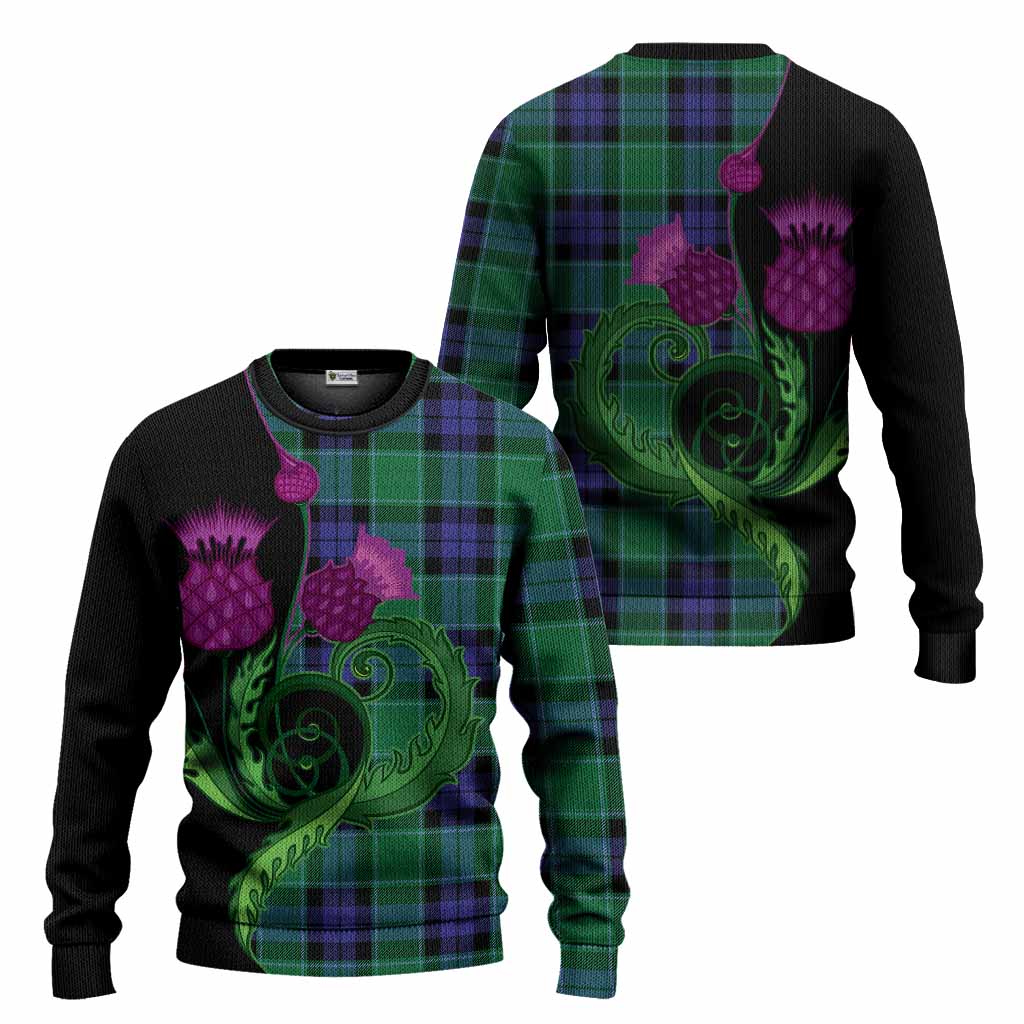 Monteith Tartan Knitted Sweater Traditional Scottish Thistle