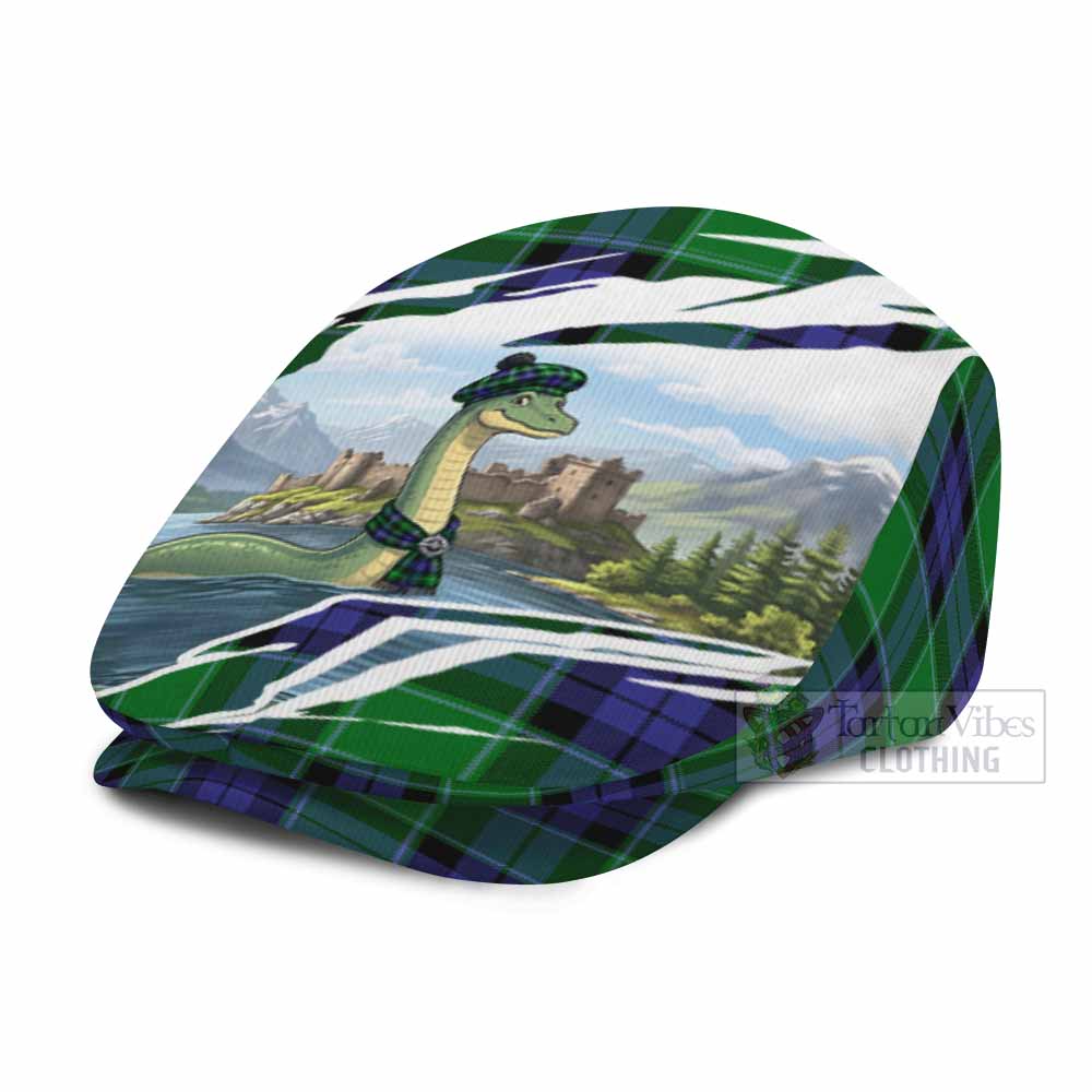 Monteith Tartan Loch Ness Monster Scottish Heritage Art Flat Cap, Jeff Cap