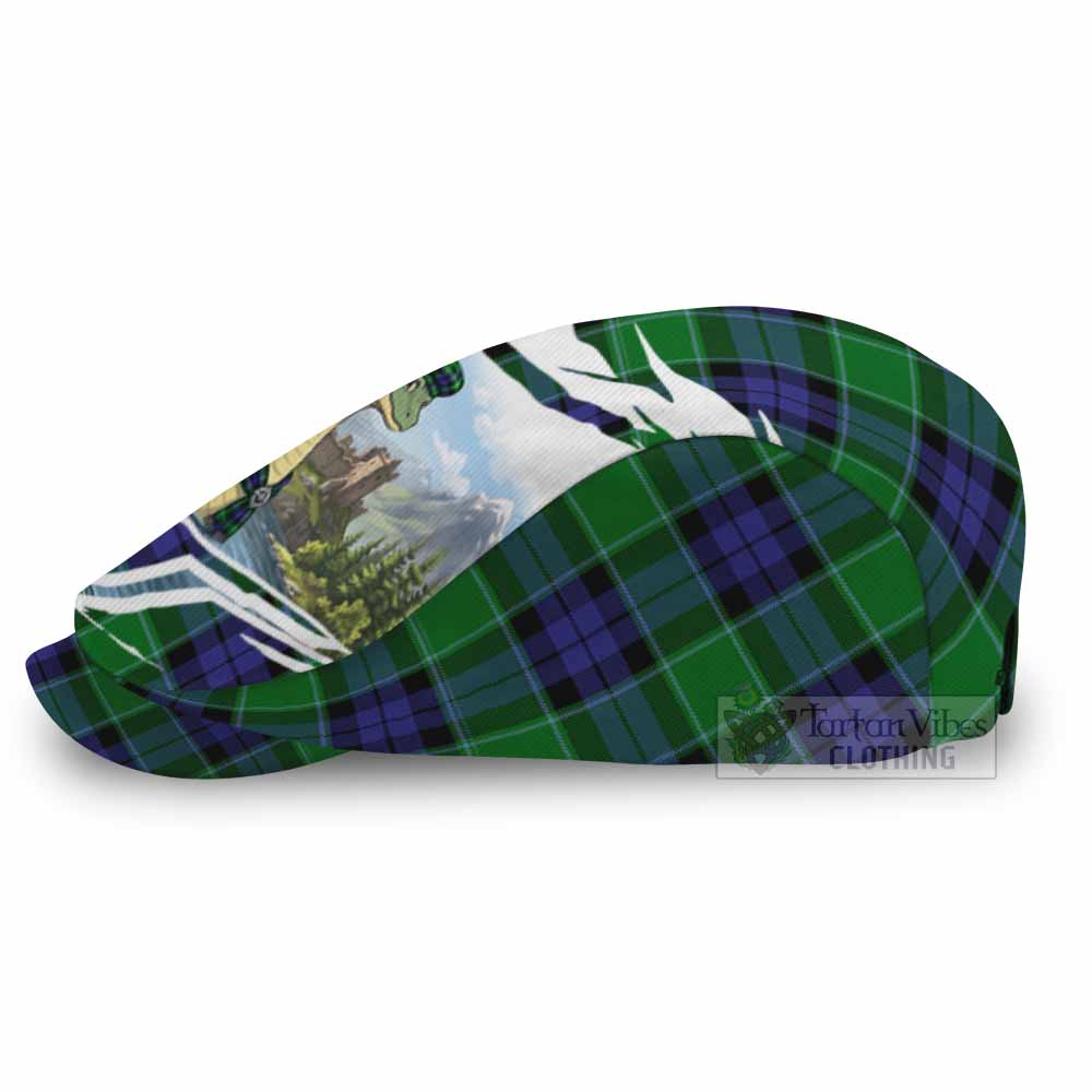 Monteith Tartan Loch Ness Monster Scottish Heritage Art Flat Cap, Jeff Cap
