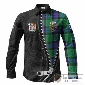 Monteith Tartan Long Sleeve Button Shirts New Zealand Pattern Unique Zipper Stylized