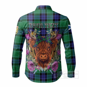 Monteith Tartan Long Sleeve Button Shirts Scottish Thistle Heilan Coo