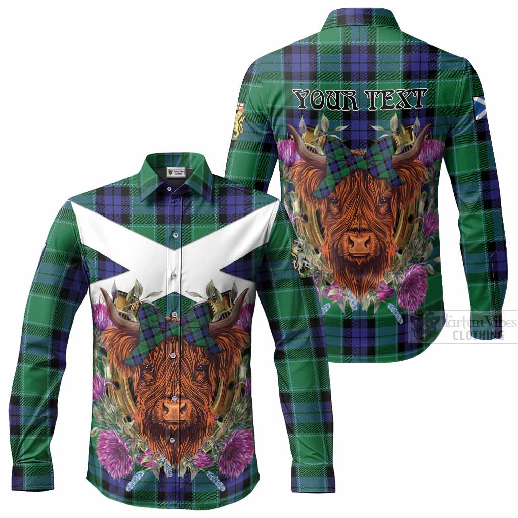 Monteith Tartan Long Sleeve Button Shirts Scottish Thistle Heilan Coo