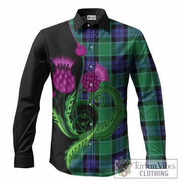 Monteith Tartan Long Sleeve Button Shirts Traditional Scottish Thistle