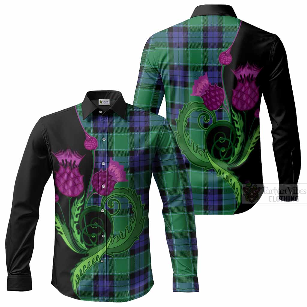 Monteith Tartan Long Sleeve Button Shirts Traditional Scottish Thistle