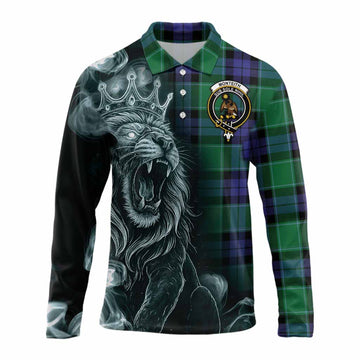 Monteith Tartan Long Sleeve Polo Shirt Roaring Lion Heritage
