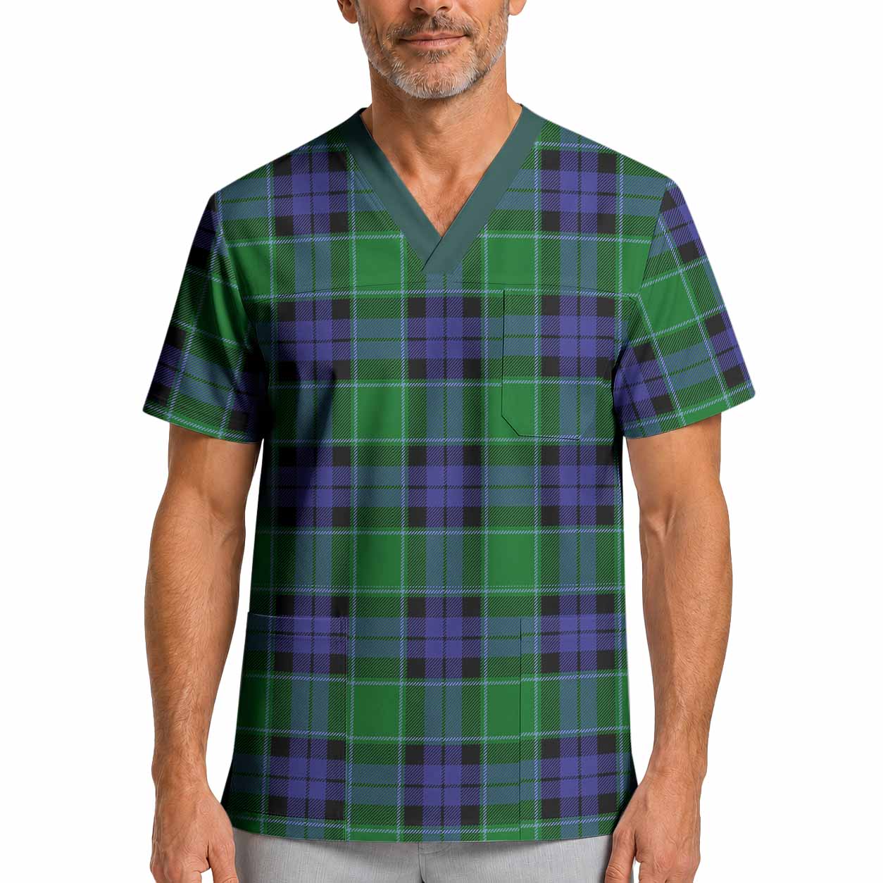 Monteith Tartan Scrub Top XL - Tartan Vibes Clothing