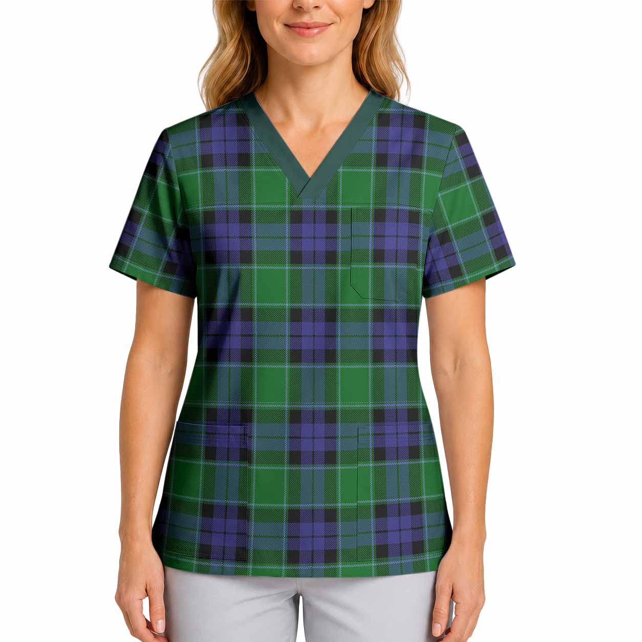 Monteith Tartan Scrub Top 4XL - Tartan Vibes Clothing