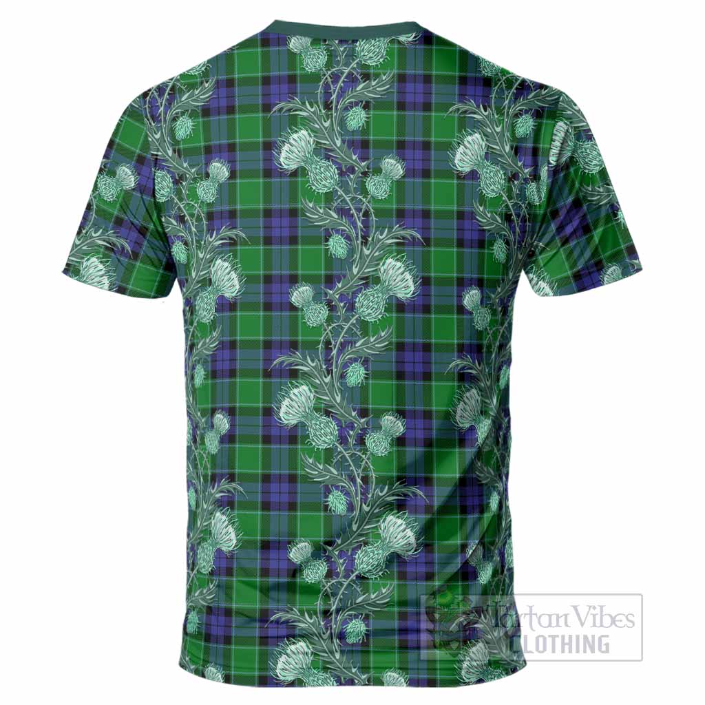 Monteith Tartan T-Shirt Seamless Scottish Thistle Flowers