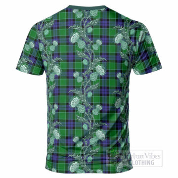 Monteith Tartan T-Shirt Seamless Scottish Thistle Flowers