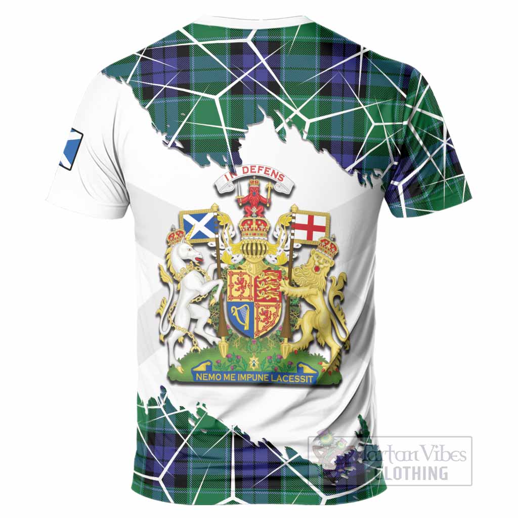 Monteith Tartan T-Shirt with Family Crest and Lion Rampant Grunge Style