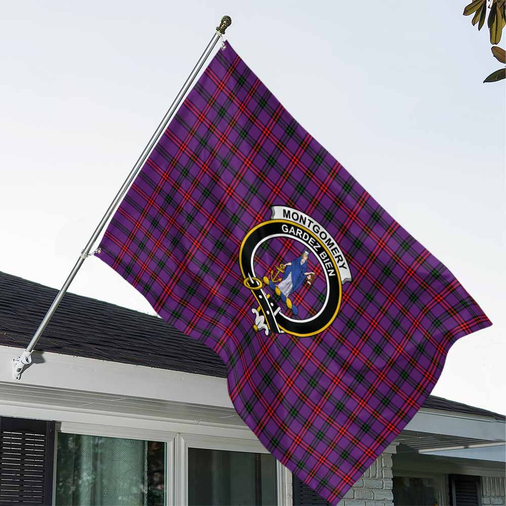 Tartan Vibes Clothing Montgomery Tartan House Flag with Family Crest
