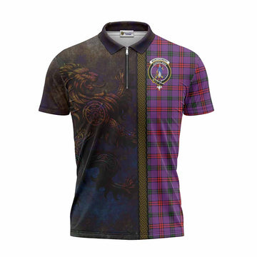 Montgomery Tartan Family Crest Zipper Polo Shirt Alba Gu Brath Be Brave Lion Ancient Style