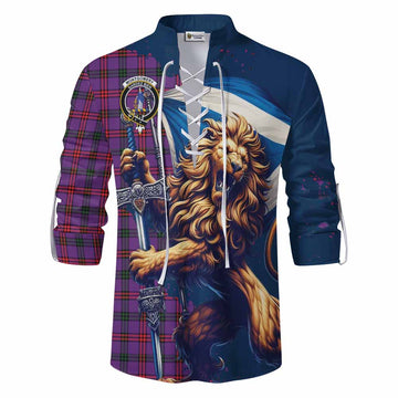 Tartan Vibes Clothing Montgomery Tartan Family Crest Ghillie Kilt Shirt with Scottish Majestic Lion