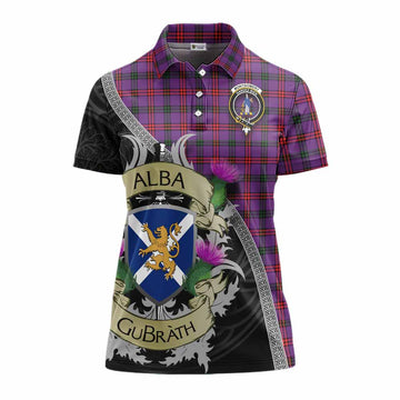 Tartan Vibes Clothing Montgomery Tartan Family Crest Women's Polo Shirt Lion Rampant Royal Thistle Shield Celtic Inspired