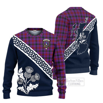 Tartan Vibes Clothing Montgomery Tartan Knitted Sweater Featuring Thistle and Scotland Map