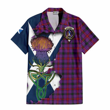 Tartan Vibes Clothing Montgomery Tartan Family Crest Short Sleeve Button Shirt Scottish Thistle Celtic Inspired