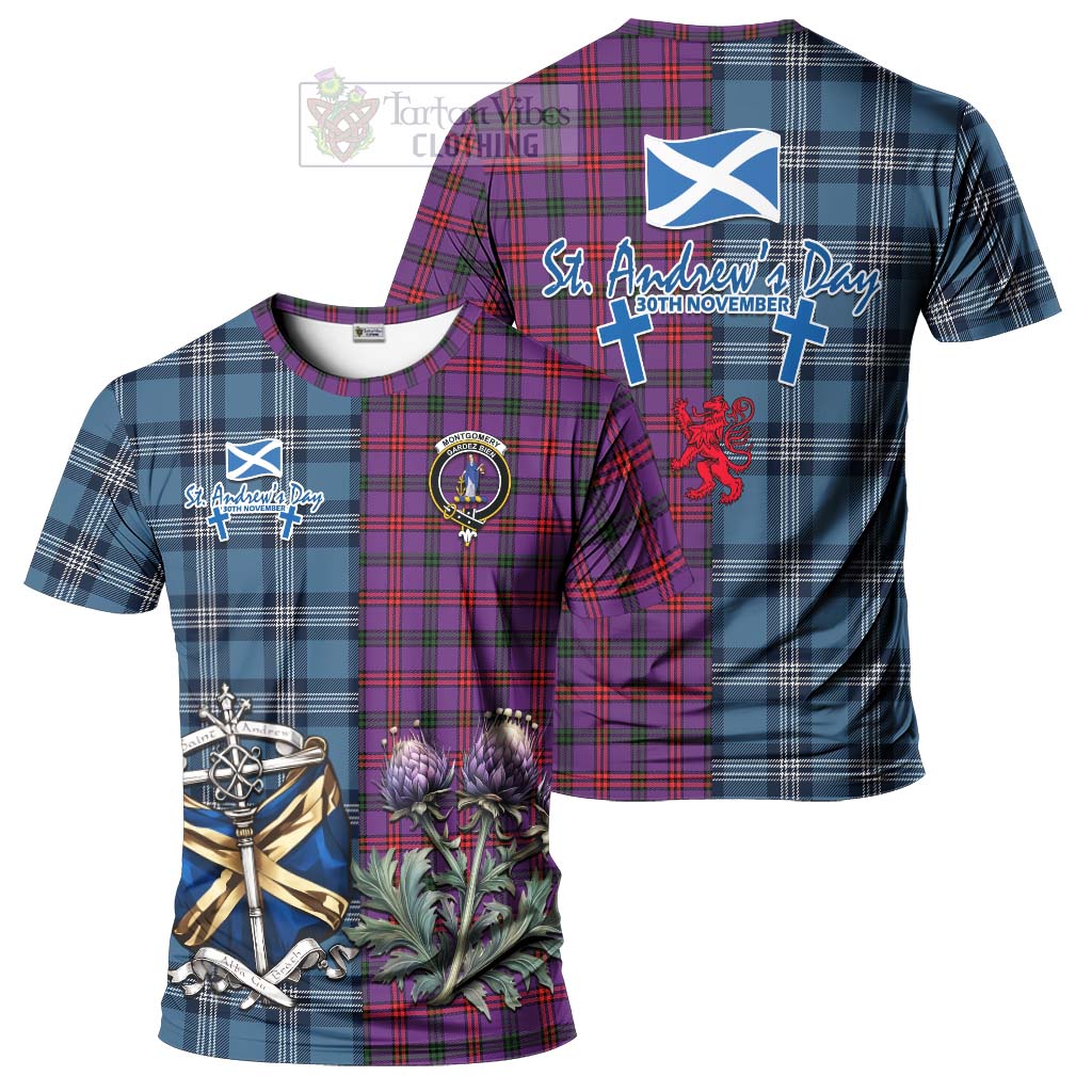 Tartan Vibes Clothing Montgomery Tartan T-Shirt Happy St. Andrew's Day Half Tartan Style