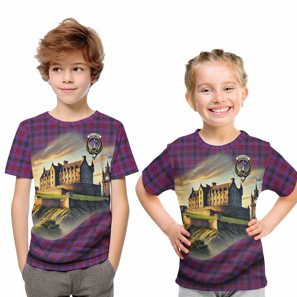 Tartan Vibes Clothing Montgomery Tartan Family Crest Kid T-Shirt with Scottish Ancient Castle Style
