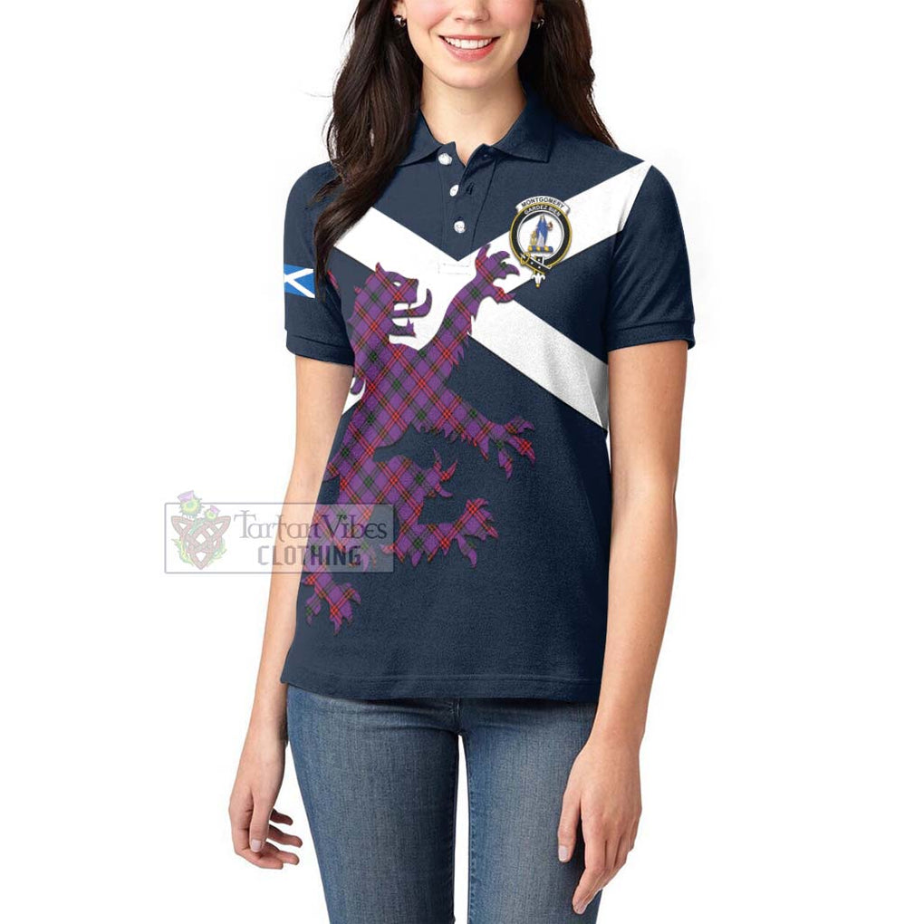 Tartan Vibes Clothing Montgomery Tartan Lion Rampant Women's Polo Shirt – Proudly Display Your Heritage with Alba Gu Brath and Clan Name