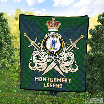Montgomery Tartan Quilt with Clan Crest and the Golden Sword of Courageous Legacy