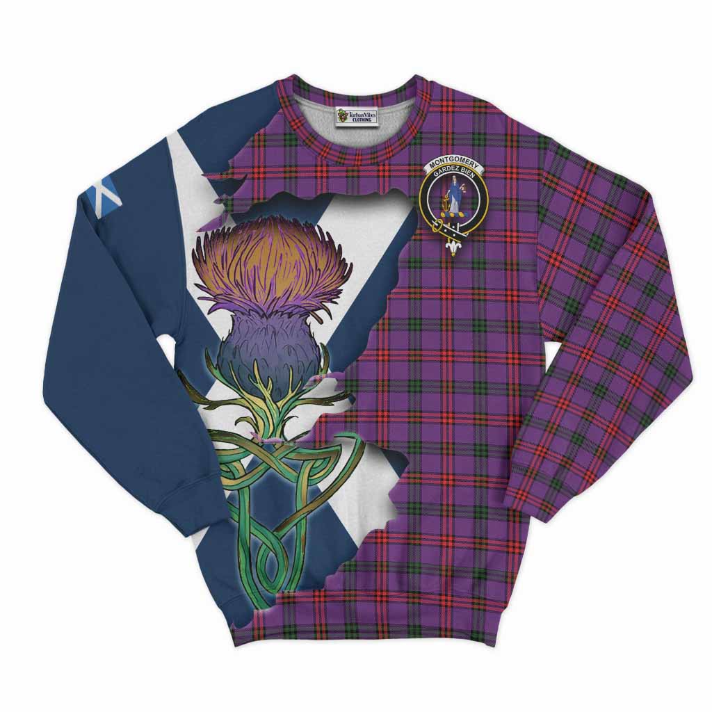 Tartan Vibes Clothing Montgomery Tartan Family Crest Sweatshirt Scottish Thistle Celtic Inspired