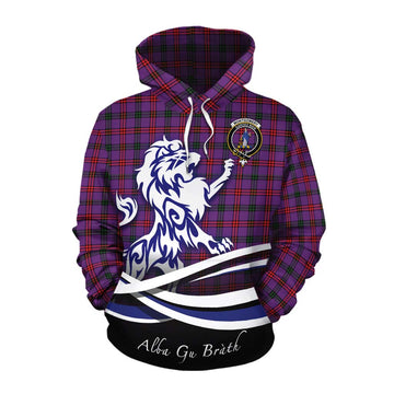Tartan Vibes Clothing Montgomery Tartan Cotton Hoodie with Alba Gu Brath Regal Lion Emblem