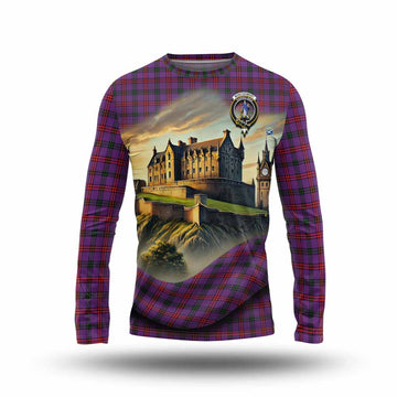 Montgomery Tartan Family Crest Long Sleeve T-Shirt with Scottish Ancient Castle Style