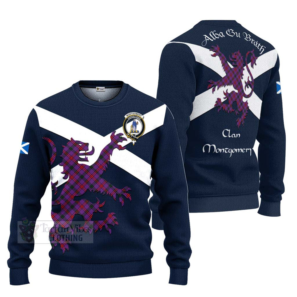 Tartan Vibes Clothing Montgomery Tartan Lion Rampant Knitted Sweater – Proudly Display Your Heritage with Alba Gu Brath and Clan Name