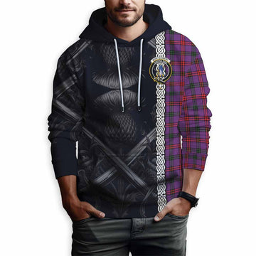 Tartan Vibes Clothing Montgomery Tartan Hoodie with Family Crest Cross Sword Thistle Celtic Vibes