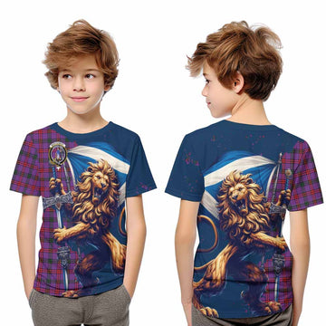 Tartan Vibes Clothing Montgomery Tartan Family Crest Kid T-Shirt with Scottish Majestic Lion