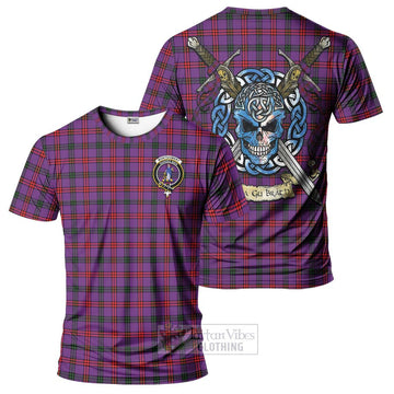Tartan Vibes Clothing Montgomery Tartan T-Shirt with Family Crest Celtic Skull Style