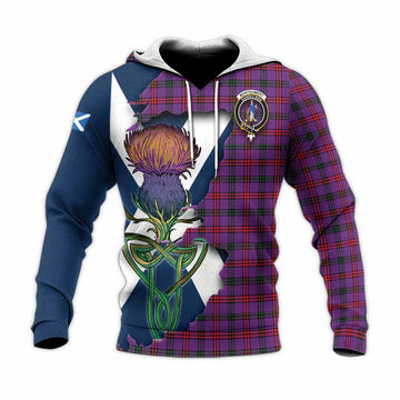 Montgomery Tartan Family Crest Knitted Hoodie Scottish Thistle Celtic Inspired