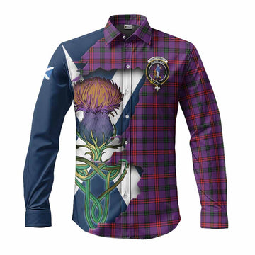 Tartan Vibes Clothing Montgomery Tartan Family Crest Long Sleeve Button Shirt Scottish Thistle Celtic Inspired