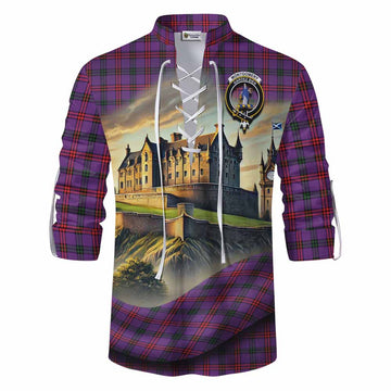 Tartan Vibes Clothing Montgomery Tartan Family Crest Ghillie Kilt Shirt with Scottish Ancient Castle Style