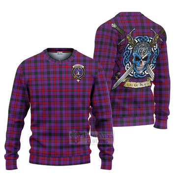 Tartan Vibes Clothing Montgomery Tartan Knitted Sweater with Family Crest Celtic Skull Style