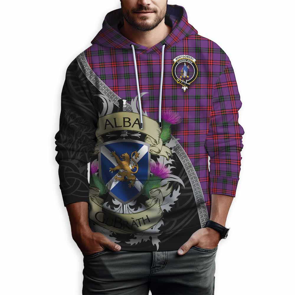 Tartan Vibes Clothing Montgomery Tartan Family Crest Hoodie Lion Rampant Royal Thistle Shield Celtic Inspired