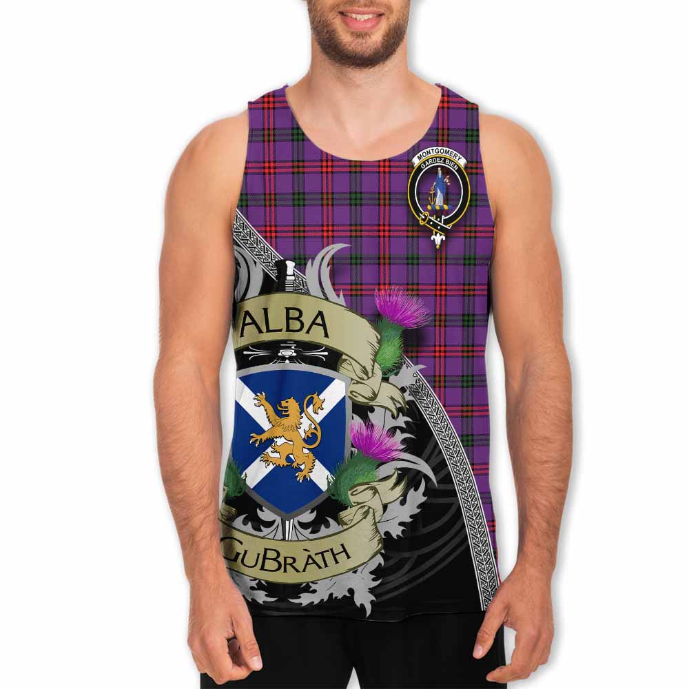 Tartan Vibes Clothing Montgomery Tartan Family Crest Men's Tank Top Lion Rampant Royal Thistle Shield Celtic Inspired