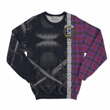 Tartan Vibes Clothing Montgomery Tartan Sweatshirt with Family Crest Cross Sword Thistle Celtic Vibes