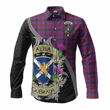 Tartan Vibes Clothing Montgomery Tartan Family Crest Long Sleeve Button Shirt Lion Rampant Royal Thistle Shield Celtic Inspired