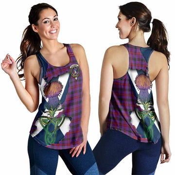 Tartan Vibes Clothing Montgomery Tartan Family Crest Women's Racerback Tanks Scottish Thistle Celtic Inspired