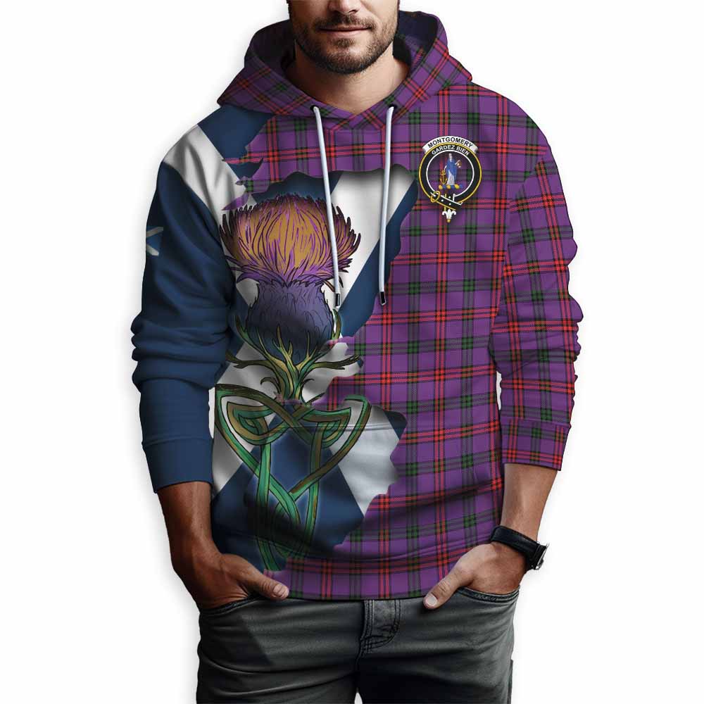 Tartan Vibes Clothing Montgomery Tartan Family Crest Hoodie Scottish Thistle Celtic Inspired
