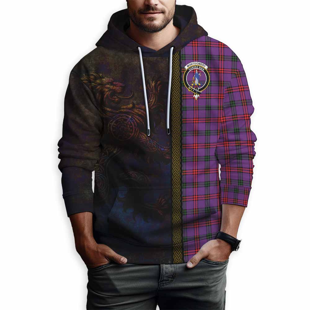 Tartan Vibes Clothing Montgomery Tartan Family Crest Hoodie Alba Gu Brath Be Brave Lion Ancient Style