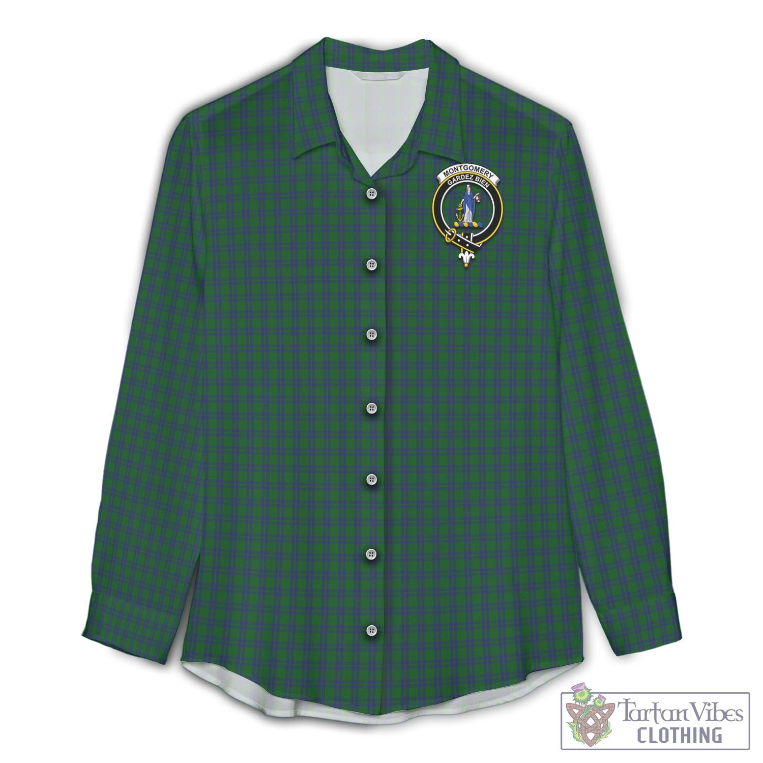 Tartan Vibes Clothing Montgomery Tartan Womens Casual Shirt with Family Crest