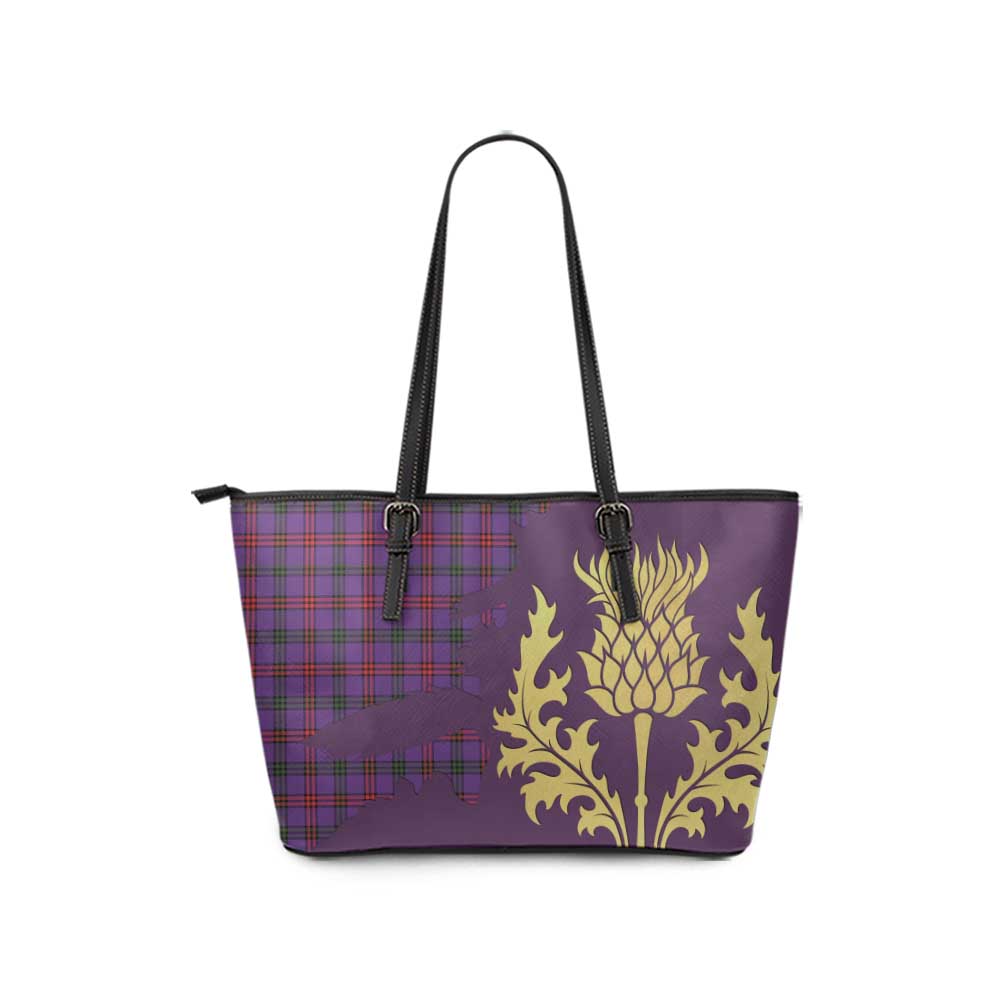 Tartan Vibes Clothing Montgomery Tartan Leather Tote Bag Gold Thistle Style