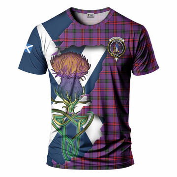 Tartan Vibes Clothing Montgomery Tartan Family Crest T-Shirt Scottish Thistle Celtic Inspired
