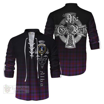 Tartan Vibes Clothing Montgomery Tartan Ghillie Kilt Shirt Featuring Alba Gu Brath Family Crest Celtic Inspired