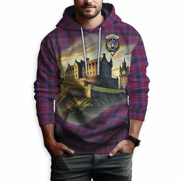 Tartan Vibes Clothing Montgomery Tartan Family Crest Hoodie with Scottish Ancient Castle Style